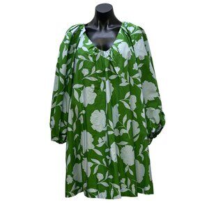 Kate Spade Green & White Floral Print Long-Sleeve Dress XL